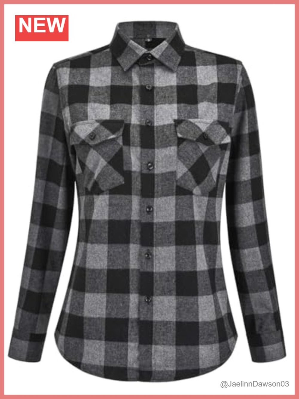 Women's 100% Cotton Flannel Shirt Long Sleeve Button Down Plaid Casual Top